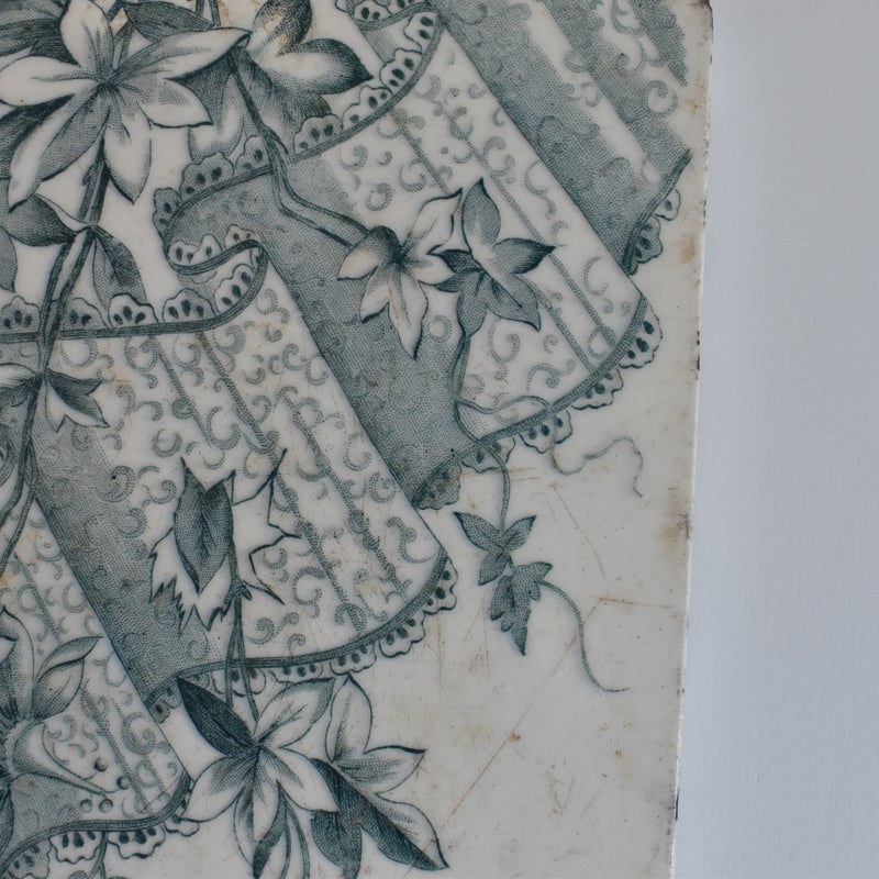 Antique Tile: Longwy Dentelle B