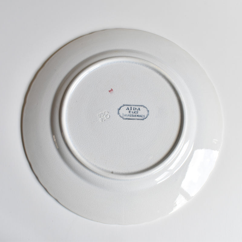 Antique Plate U&C Sarreguemines Aïda H