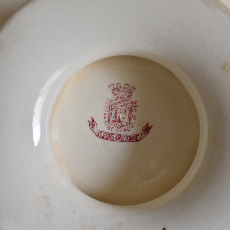 Antique Footed Plate Gien Fleurs D'automne