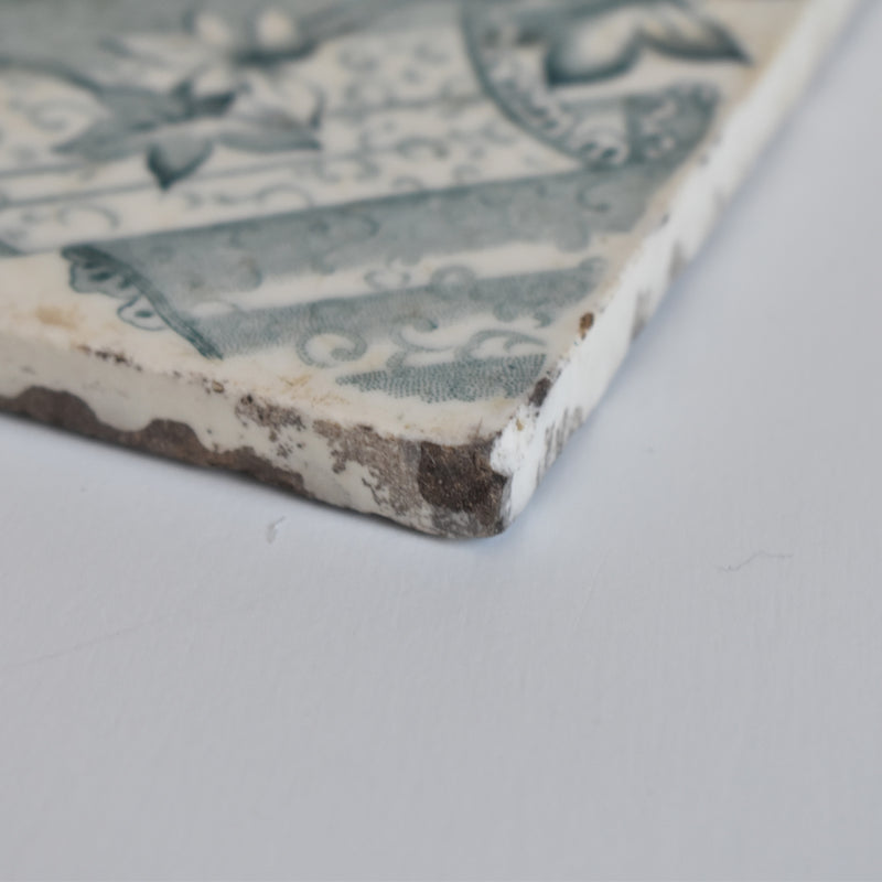 Antique Tile: Longwy Dentelle B