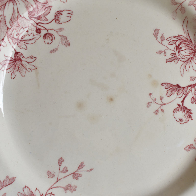Antique Footed Plate Gien Fleurs D'automne