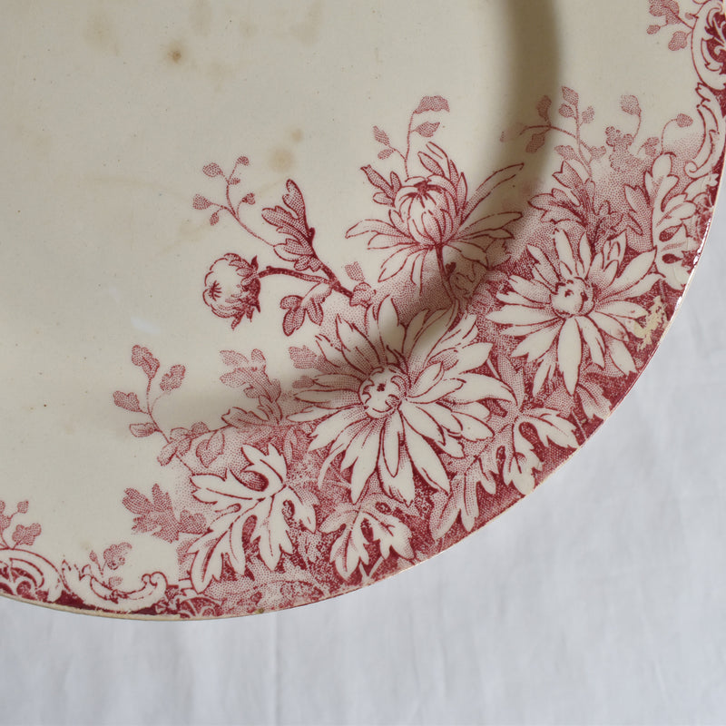 Antique Footed Plate Gien Fleurs D'automne