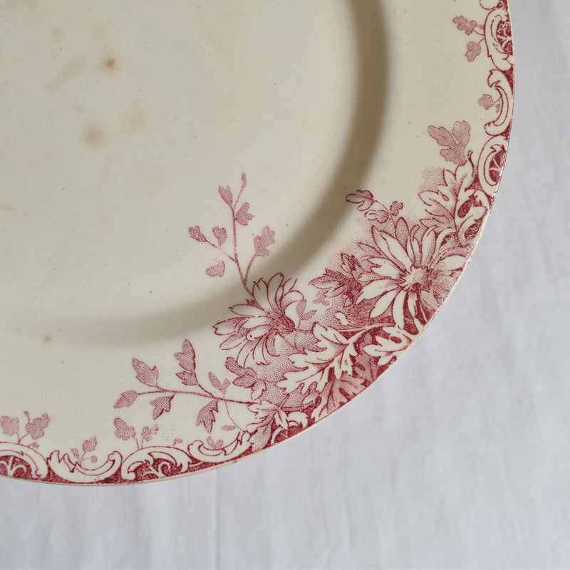 Antique Footed Plate Gien Fleurs D'automne
