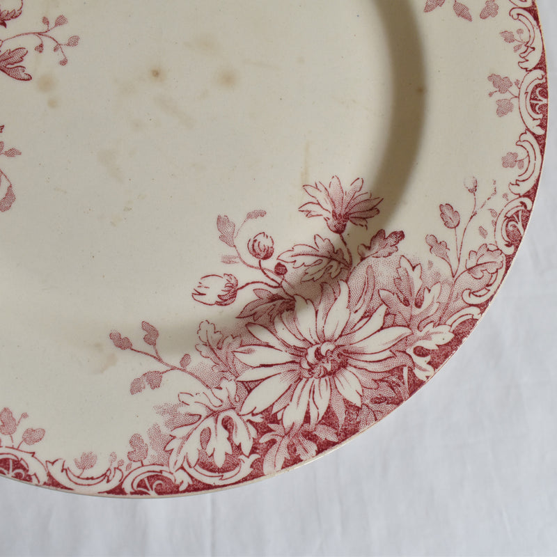 Antique Footed Plate Gien Fleurs D'automne