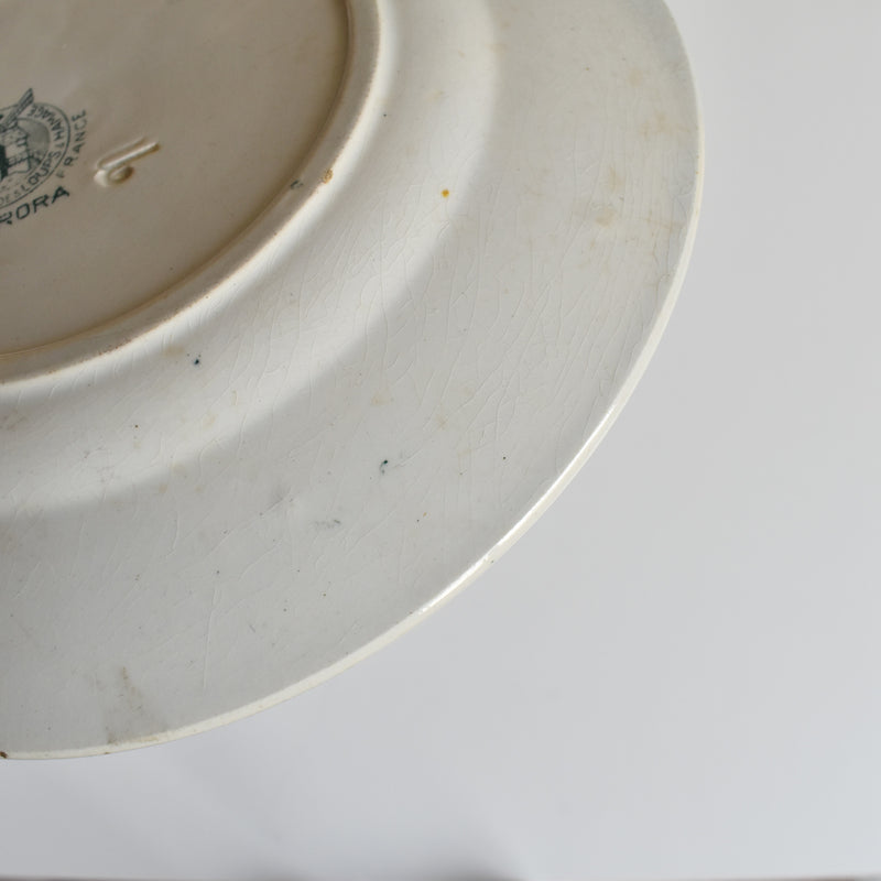 Antique dessert plate, Moulin des Loups Aurora