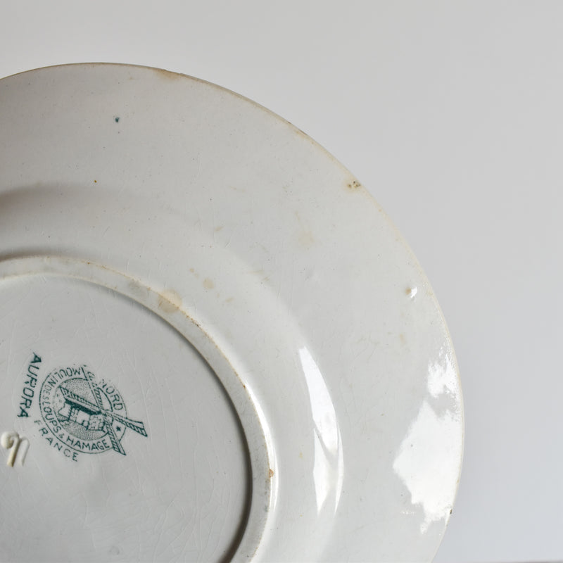 Antique dessert plate, Moulin des Loups Aurora