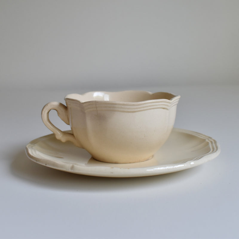 Vintage Teacup & Saucer, Floral Rim F