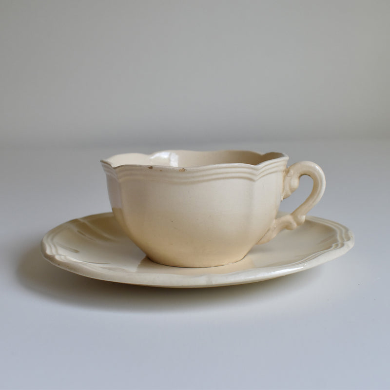Vintage Tea Cup & Saucer, Floral Rim E
