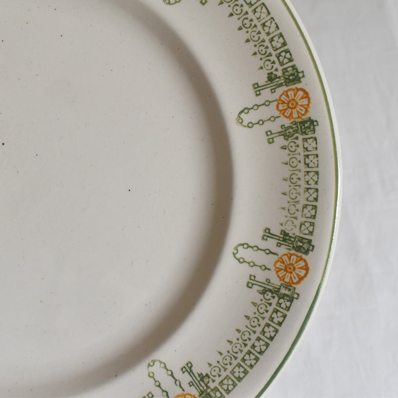 Antique Footed Plate Longwy Longjumeau
