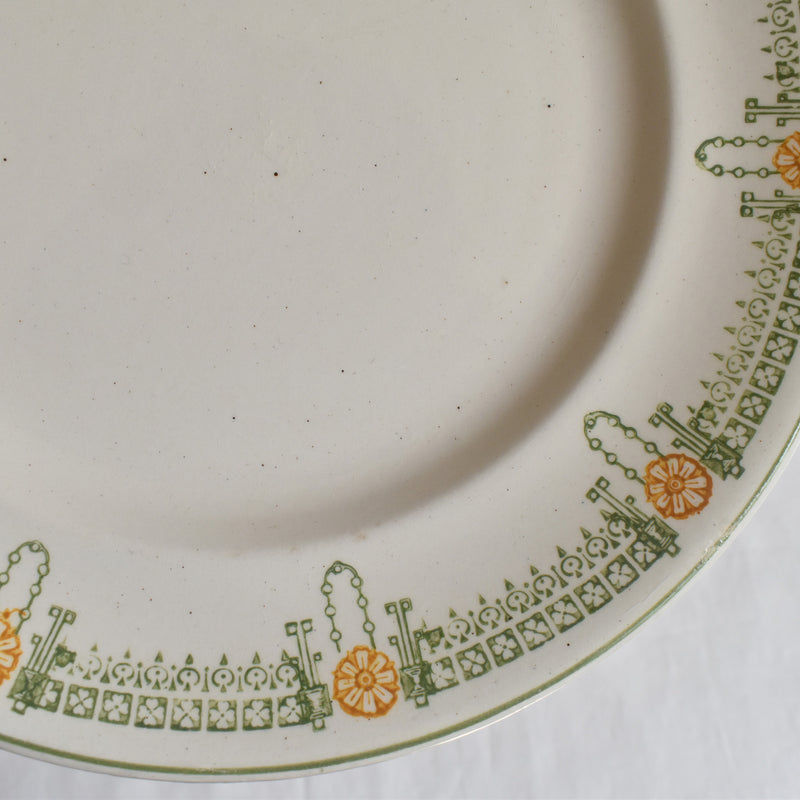 Antique Footed Plate Longwy Longjumeau