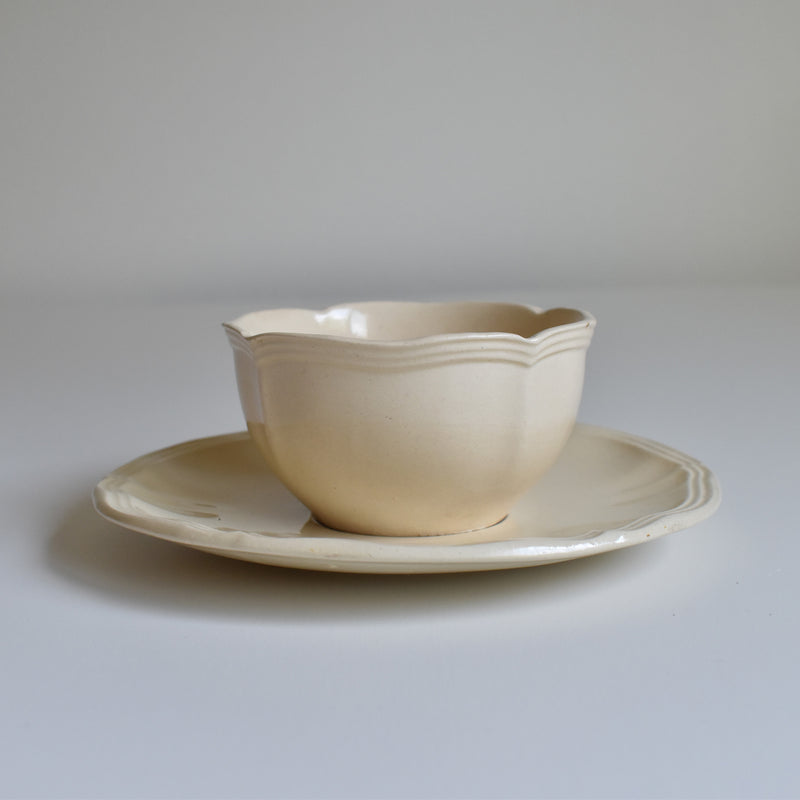 Vintage Tea Cup & Saucer, Floral Rim E
