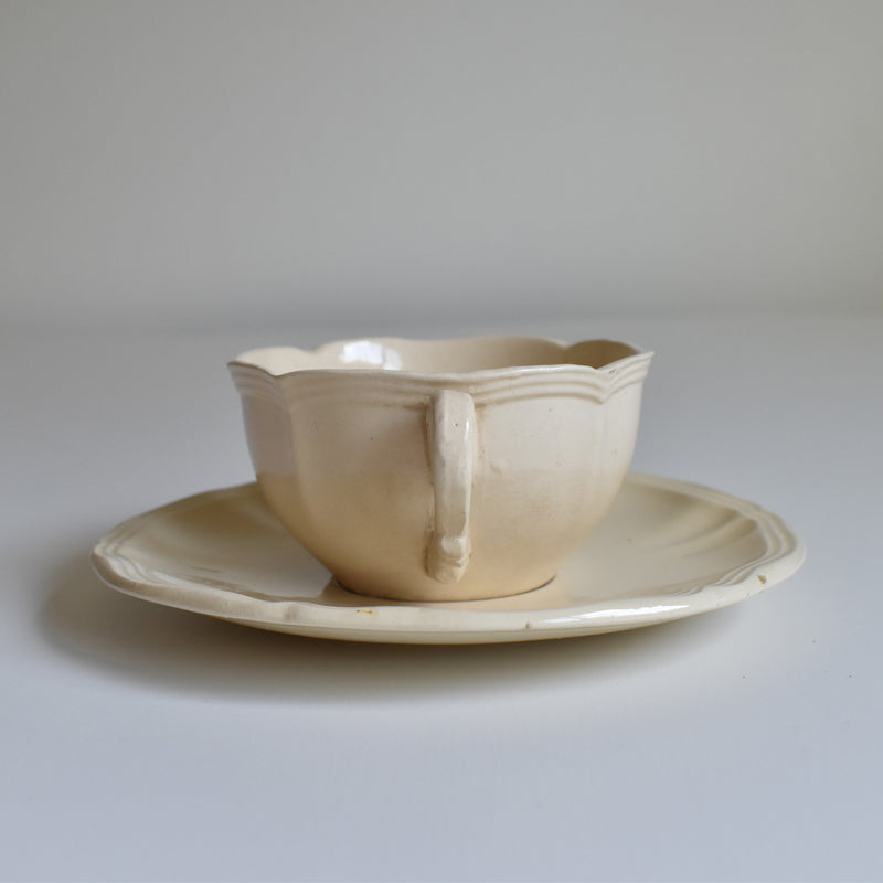Vintage Tea Cup & Saucer, Floral Rim E