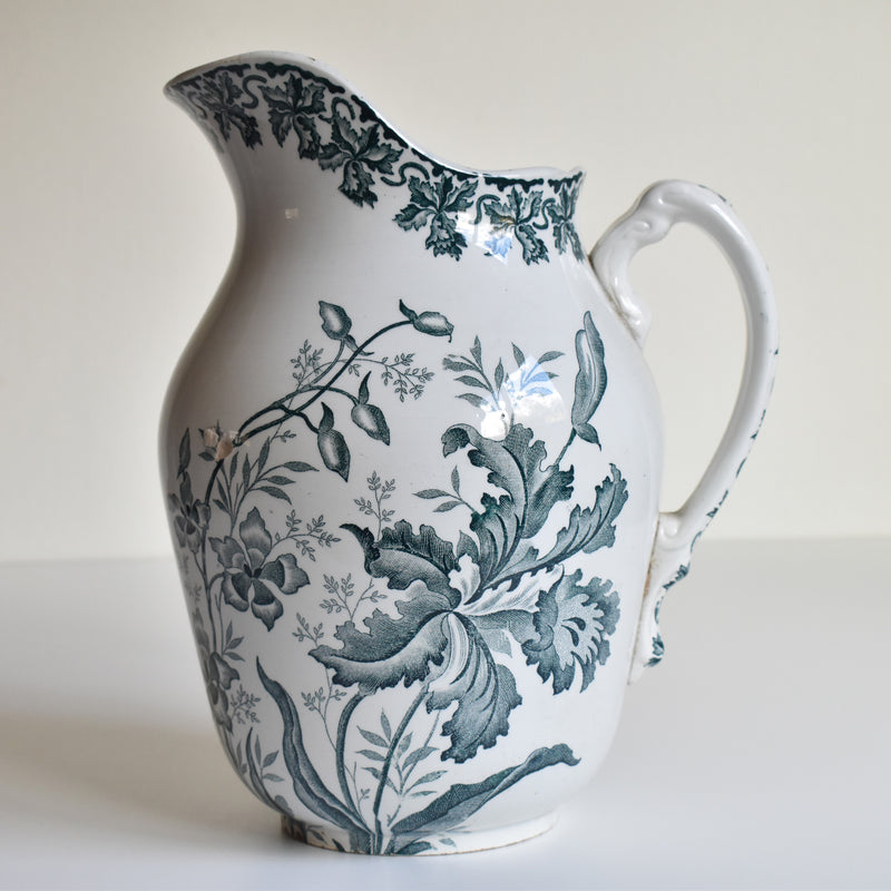 Antique pitcher Saint-Amand Orchidees