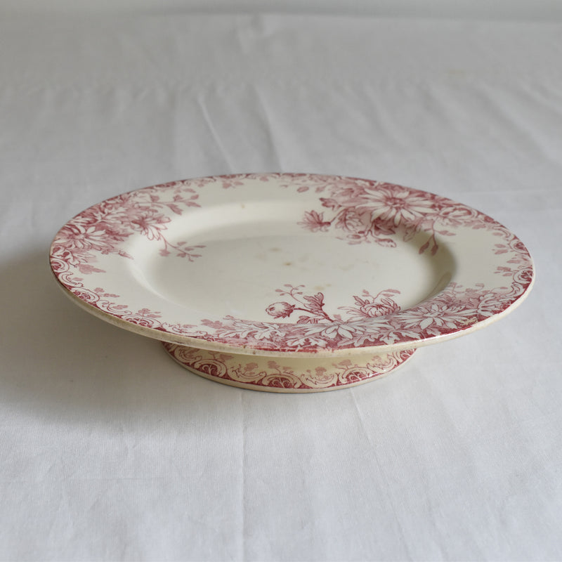 Antique Footed Plate Gien Fleurs D'automne