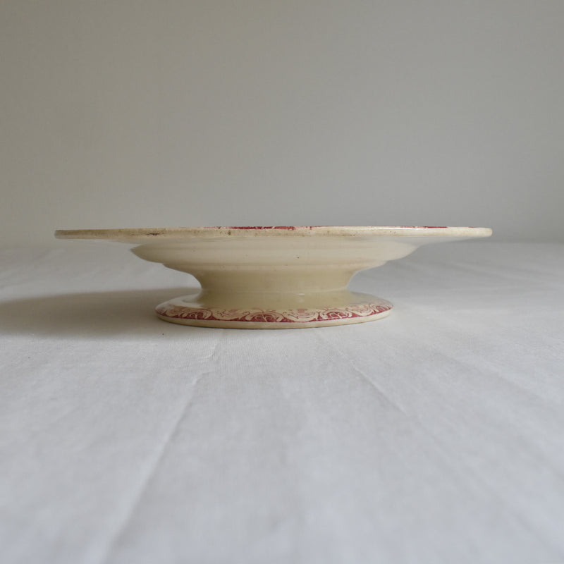 Antique Footed Plate Gien Fleurs D'automne