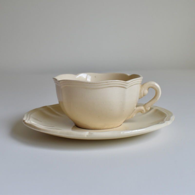 Vintage Teacup & Saucer, Floral Rim C