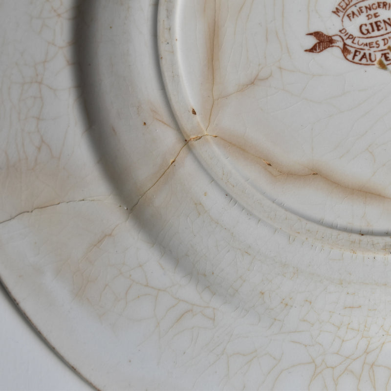 Antique Plate - Gien - Fauvette