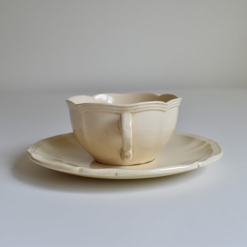 Vintage Teacup & Saucer, Floral Rim C