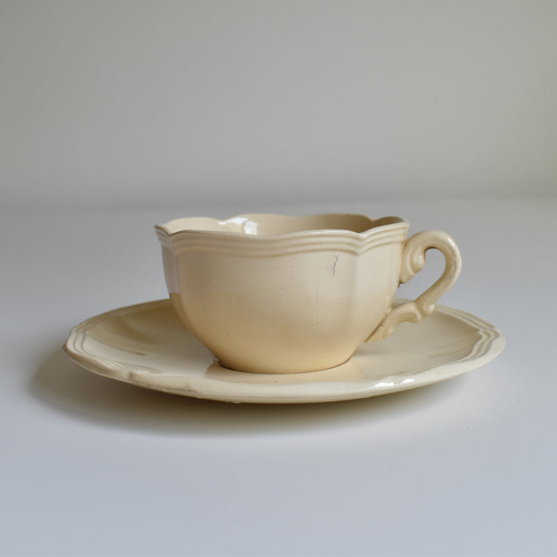 Vintage Teacup & Saucer, Floral Rim A