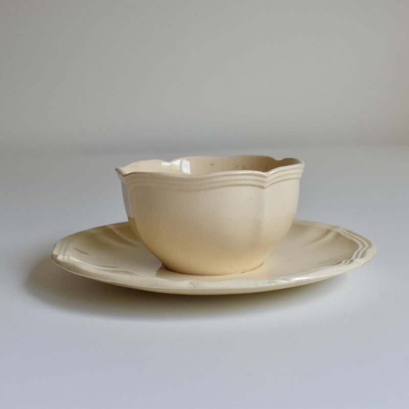 Vintage Teacup & Saucer, Floral Rim A