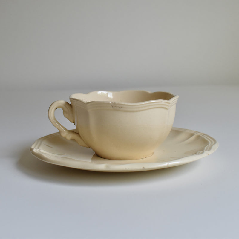 Vintage Teacup & Saucer, Floral Rim A
