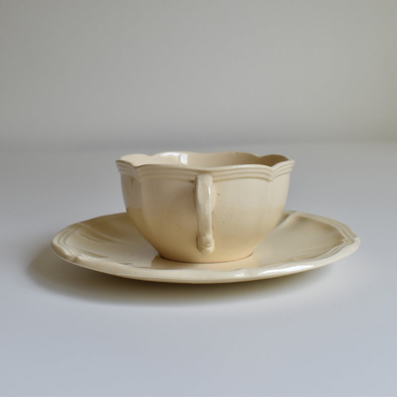 Vintage Teacup & Saucer, Floral Rim A