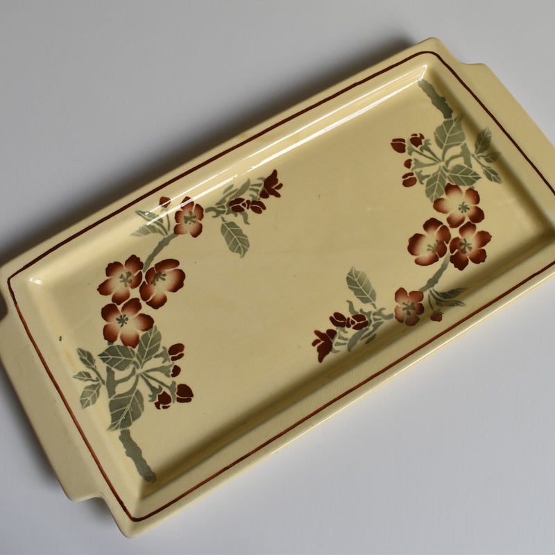 Vintage rectangular cake platter, kiln unknown