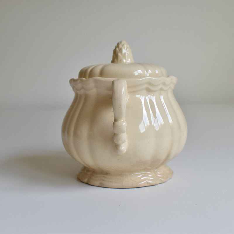 Vintage Sugar Pot, Digoin & Sarreguemines, Floral Rim