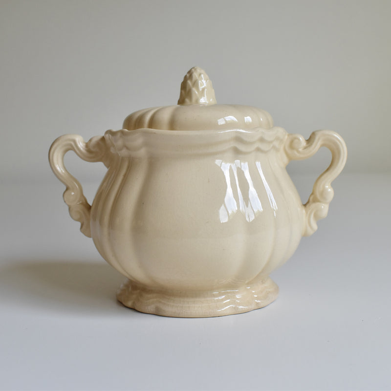 Vintage Sugar Pot, Digoin & Sarreguemines, Floral Rim