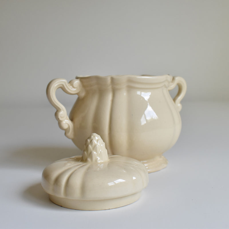 Vintage Sugar Pot, Digoin & Sarreguemines, Floral Rim
