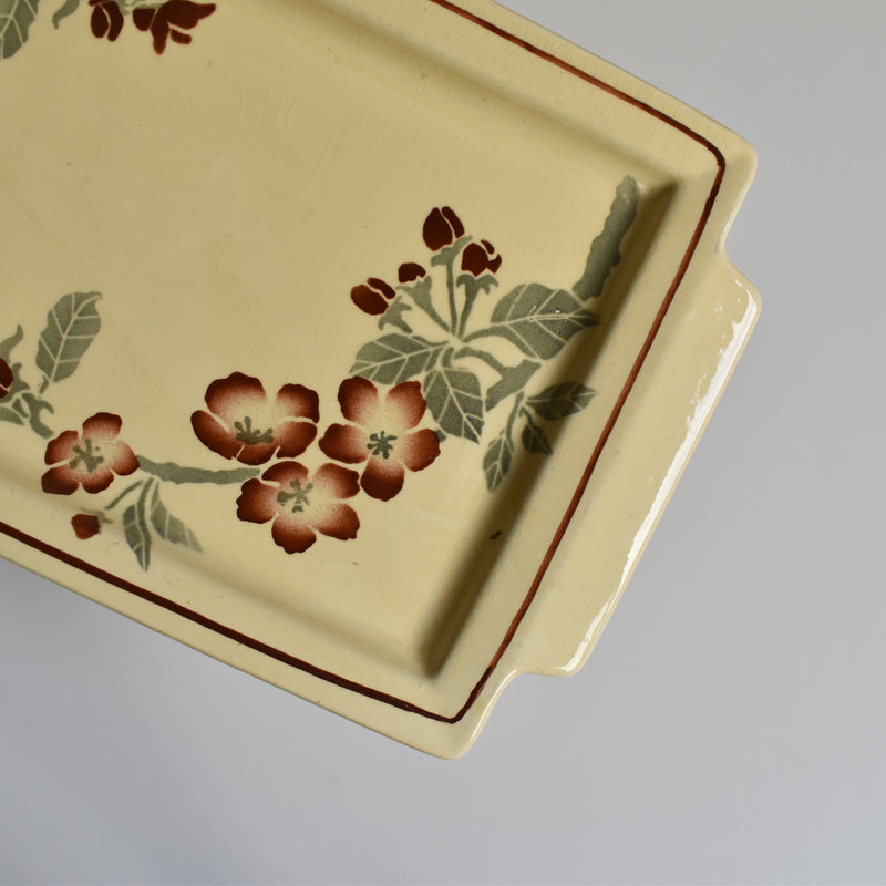 Vintage rectangular cake platter, kiln unknown
