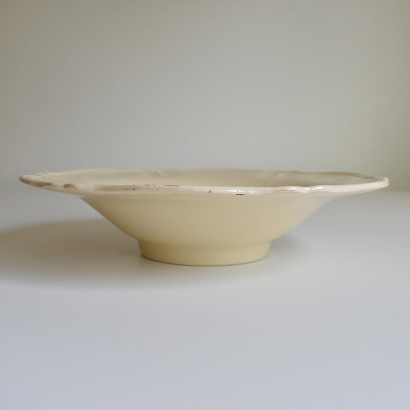 Vintage floral rim salad bowl, unknown kiln