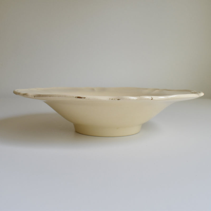 Vintage floral rim salad bowl, unknown kiln