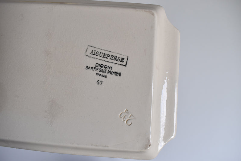 Vintage Rectangular Cake Platter, Digoin & Sarreguemines, Aigueperse