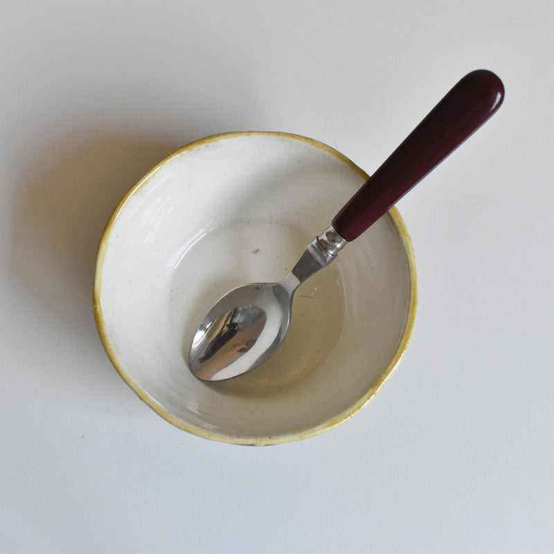 Vintage Barbotine Jam Pot with Spoon, Digoin & Sarreguemines, Mirabelle