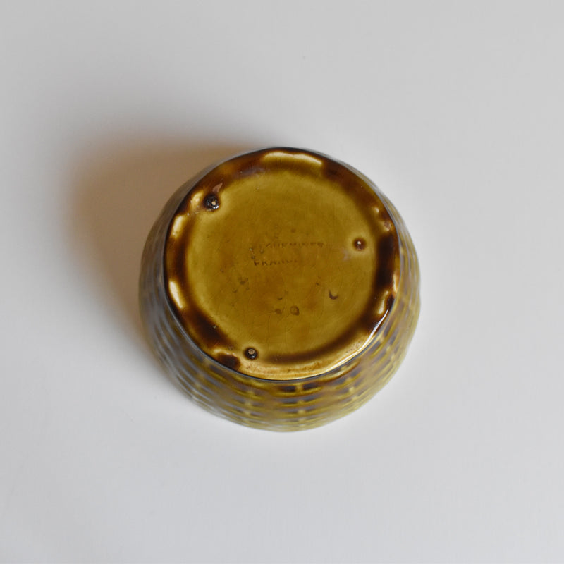 Vintage Barbotine Jam Pot with Spoon, Digoin & Sarreguemines, Mirabelle