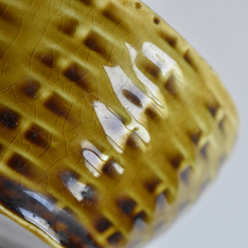 Vintage Barbotine Jam Pot with Spoon, Digoin & Sarreguemines, Mirabelle