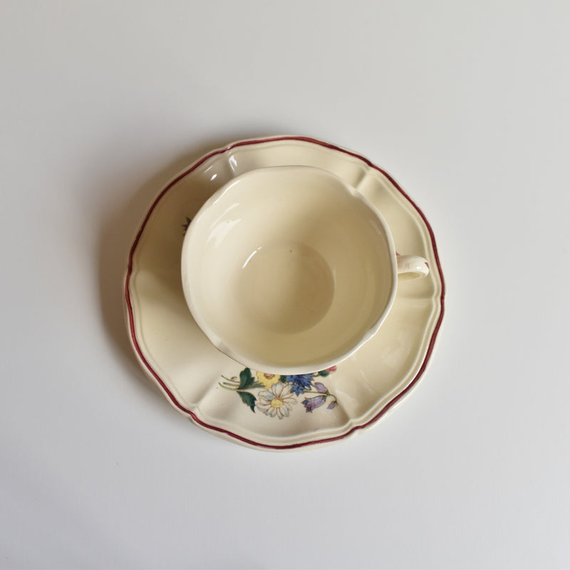 Vintage Cup and Saucer Digoin & Sarreguemines Agreste B