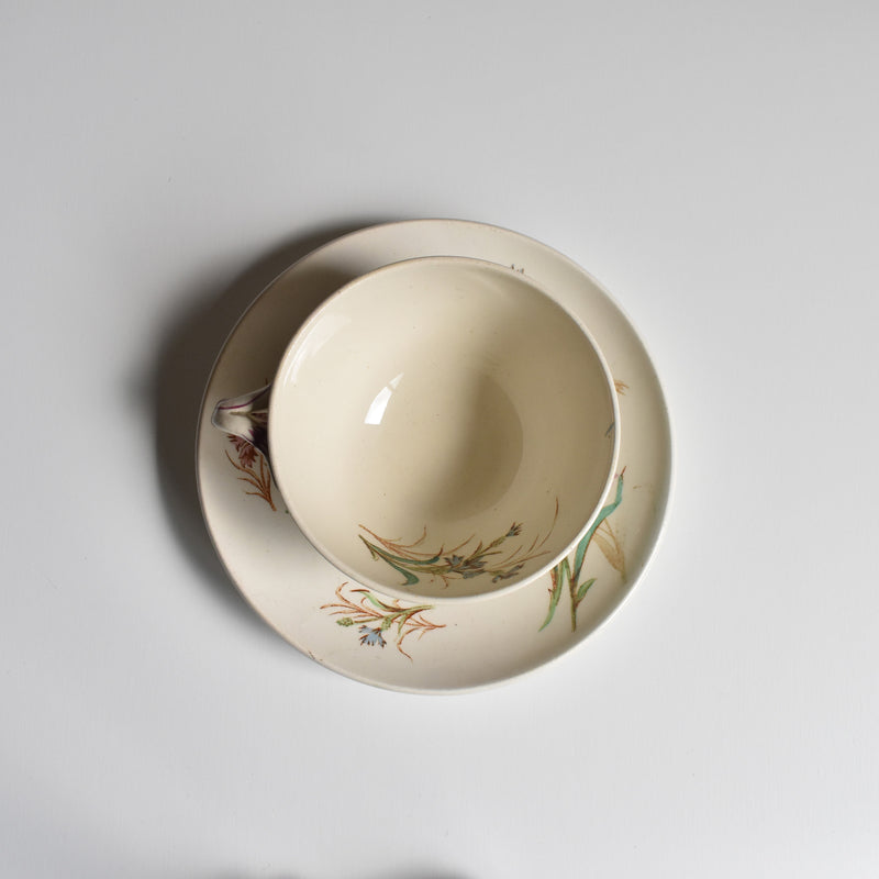 Antique cup and saucer K&G Luneville Bleuet A