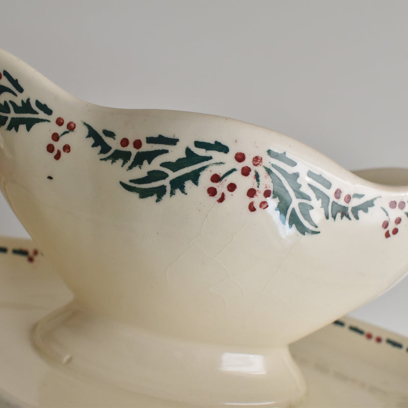 Antique Sauce Boat - Choisy le Roi - Houx (Holly)