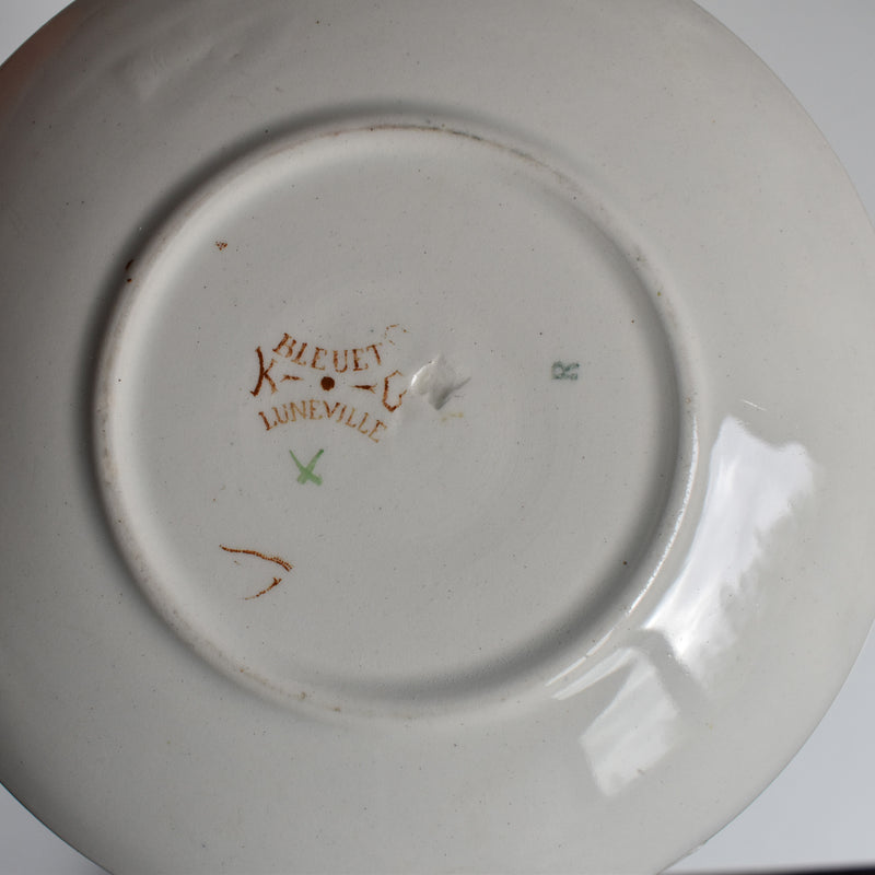 Antique cup and saucer K&G Luneville Bleuet A