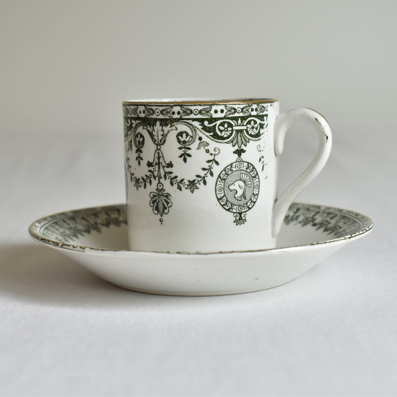 Antique cup and saucer Badonviller Empire B
