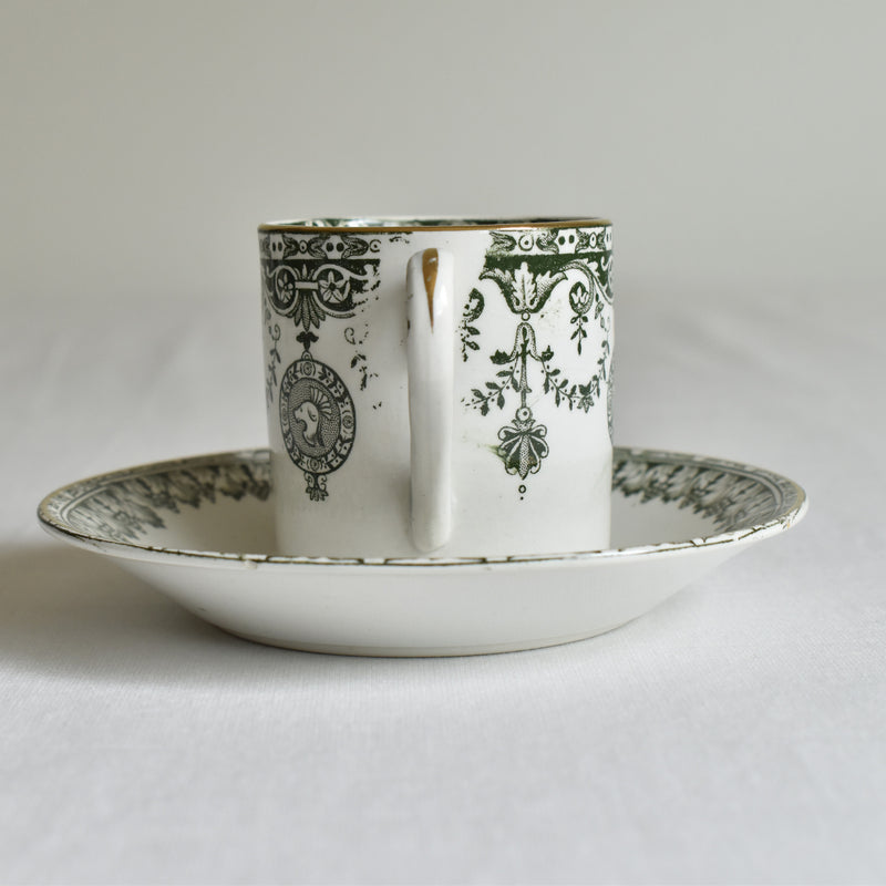 Antique cup and saucer Badonviller Empire B