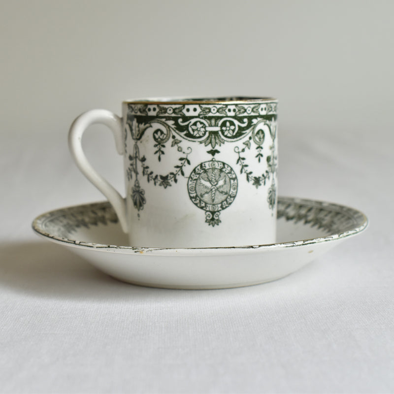 Antique cup and saucer Badonviller Empire B