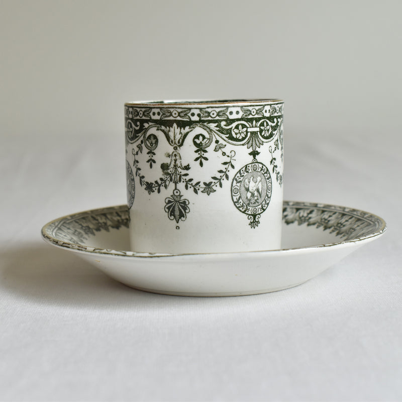 Antique cup and saucer Badonviller Empire B