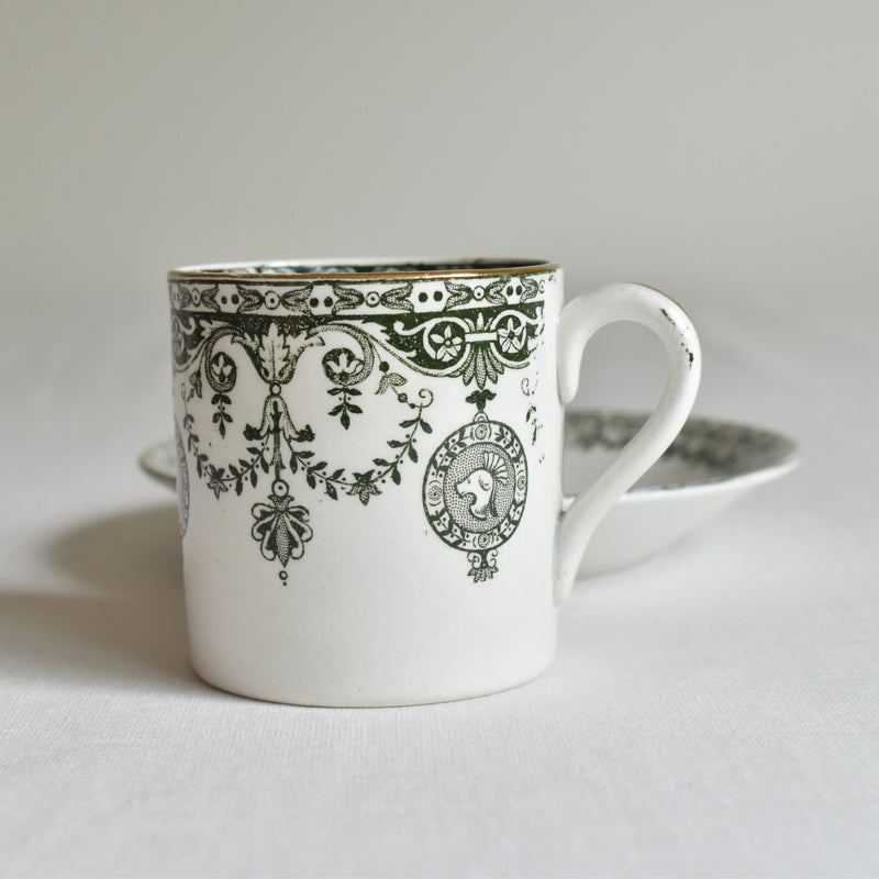 Antique cup and saucer Badonviller Empire B