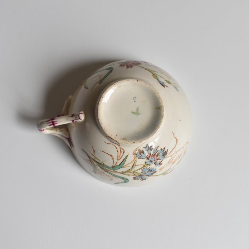 Antique cup and saucer K&G Luneville Bleuet A