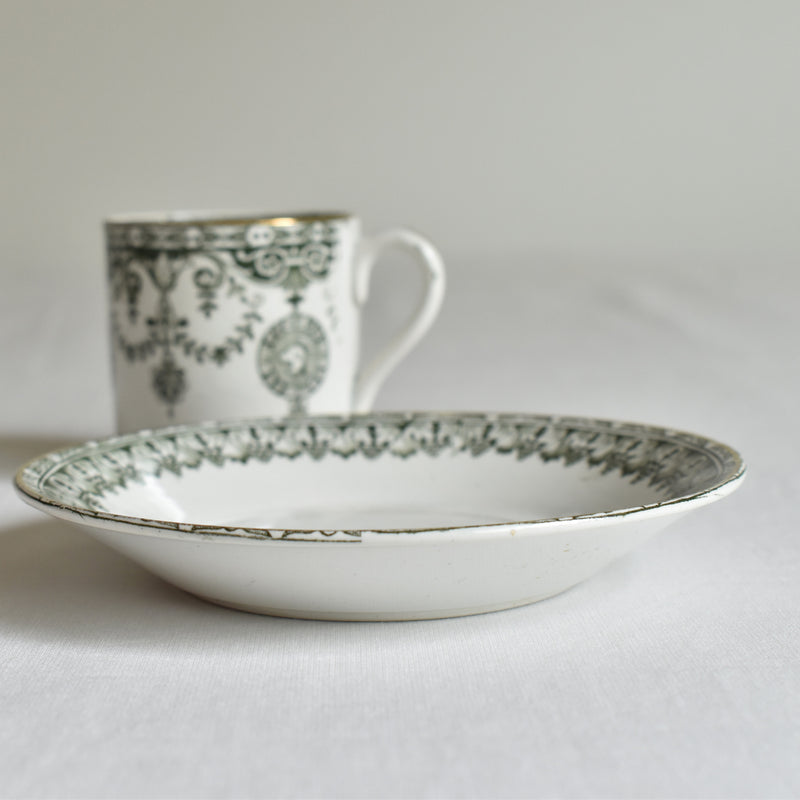 Antique cup and saucer Badonviller Empire B
