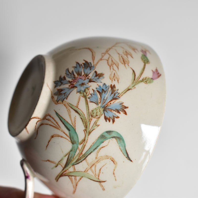 Antique cup and saucer K&G Luneville Bleuet A