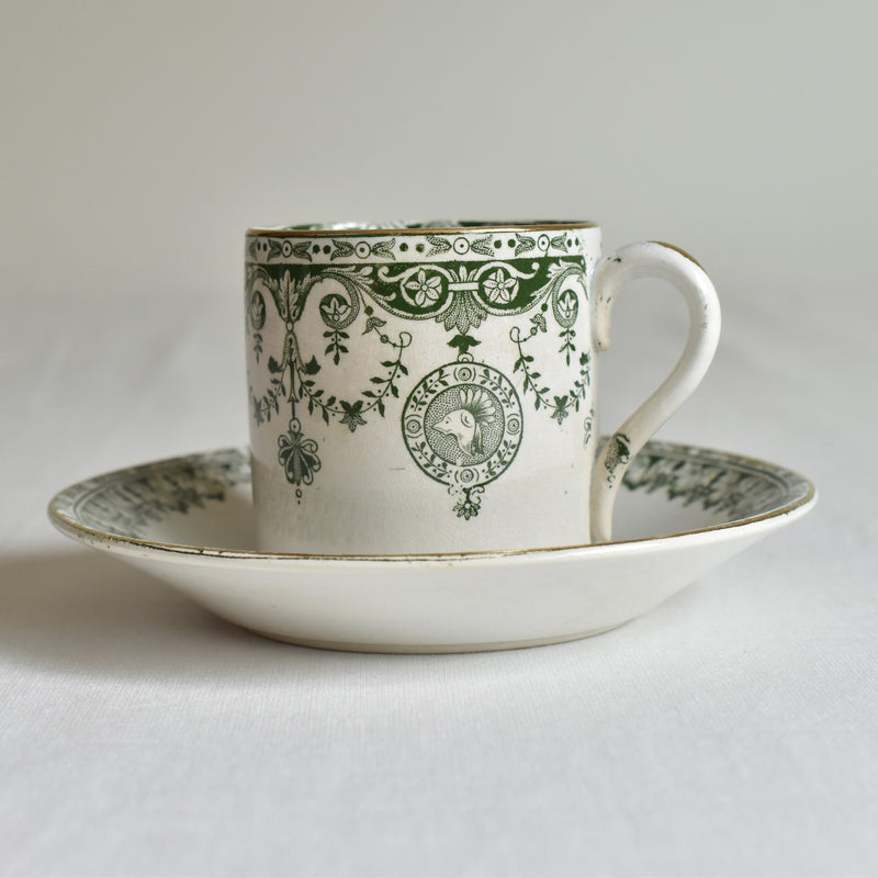 Antique cup and saucer Badonviller Empire C
